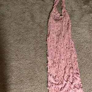 Pink tie backless dress